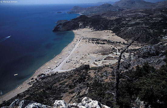 rhodos blick von klosterberg auf strand